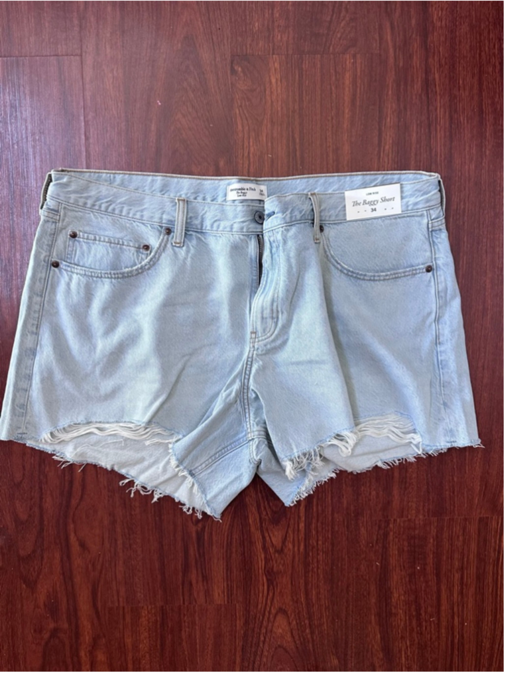 Women's Abercrombie & Fitch Light Blue The Baggy Jean Shorts Plus Size 34